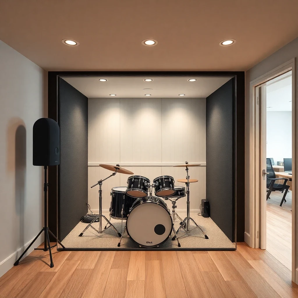 Soundproof Drum Booth – in-use scene