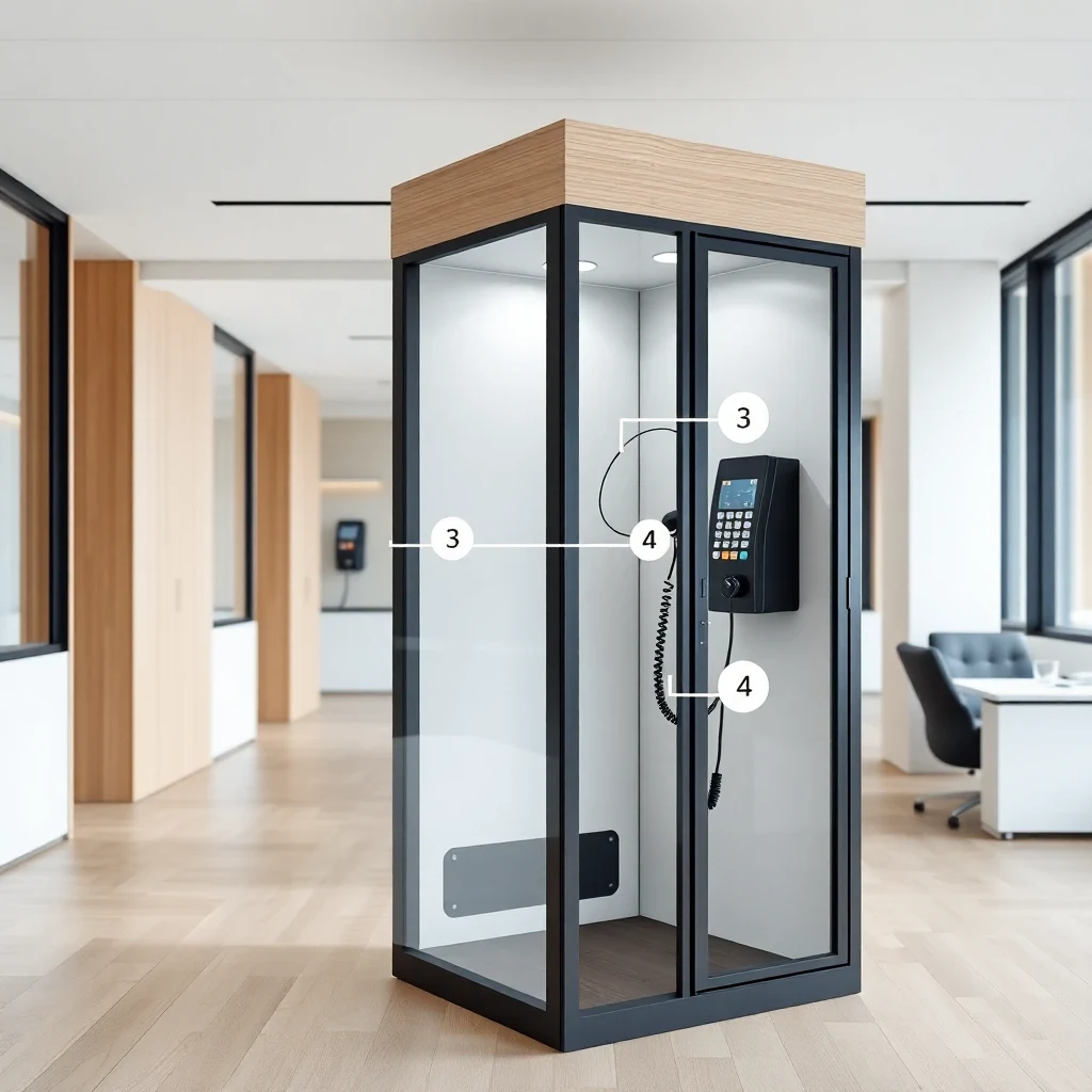 Soundproof Telephone Booth – technical cross-section