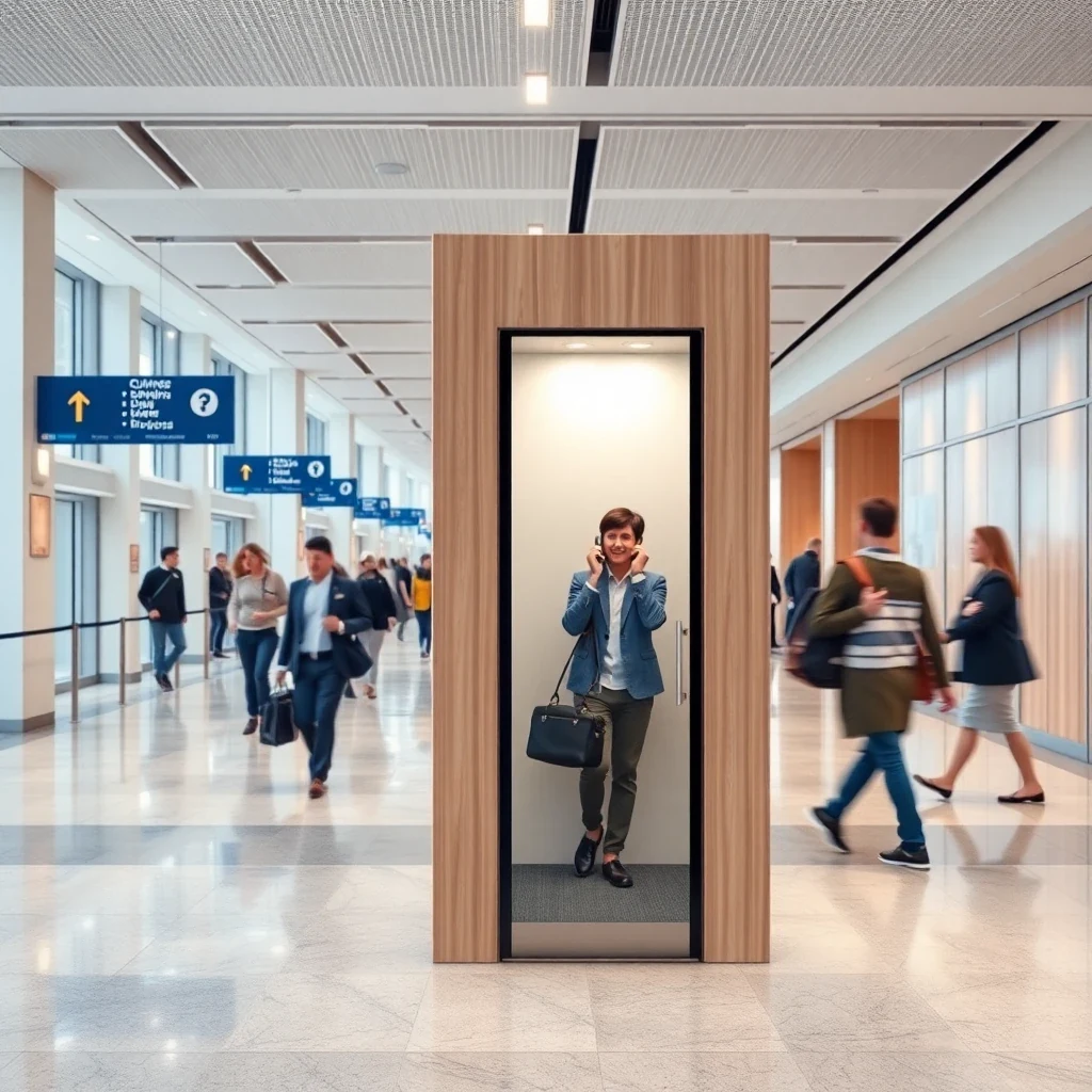 Soundproof Telephone Booth – in-use scene